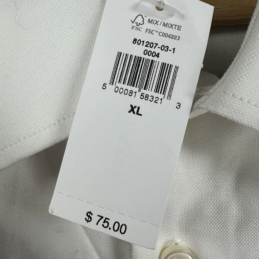 Banana Republic Shirt Mens XL White Wrinkle Resistant Untucked Long Sleeve